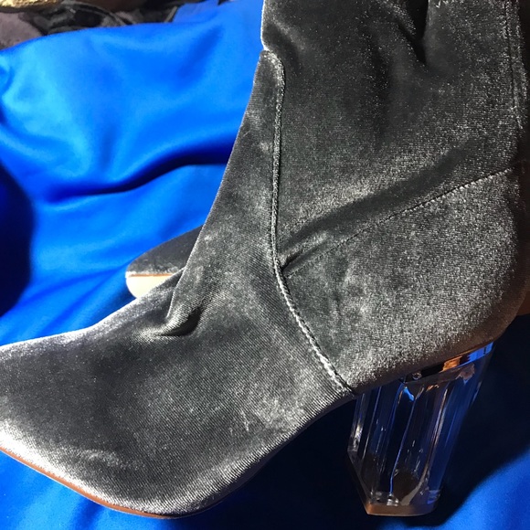 Grey clear heeled ankle boots Size 10 - Picture 3 of 6